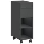 Mesa Auxiliar com Bancada Deslizante e Rodas Mesa Auxiliar com Armazenamento Oculto e Prateleira Ajustável 45x25x70 cm Preto