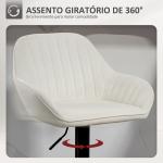 Conjunto de 2 Bancos de Bar Giratórios Bancos Altos de Cozinha com Altura Ajustável 50,5x50x87 - 107 cm Creme