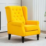 Poltrona de Sala com Apoios de Braço e Pernas de Madeira Capacidade de 160 kg para Quarto Escritório 74x86x102 cm Amarelo