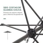 Chapéu de Sol para Terraço Exterior com Cobertura Ventilada e Mastro Desmontável de Alumínio para Jardim e Pátio Cinzento Escuro