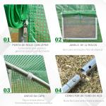 Estufa Tipo Túnel 800x300x200cm com 12 Janelas e Porta Enrolável Cobertura de PE 140g/m² e Aço Teto Pontiagudo para Cultivo de Plantas Verduras Verde