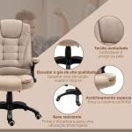 Cadeira de Escritório com Massagem 6 Pontos Reclinável até 130° com Função de Aquecimento 67x74x107 - 116 cm Castanho Claro