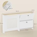 Cobertura Radiadores com Sapateira e 2 Gavetas Rebatíveis Desenho Moderno de Ripas 152x19x81 cm Branco