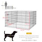 Parque para Cães 8 Painéis Dobráveis Gaiola Metálica para Animais de Estimação com Porta e Dupla Fechadura 76x61cm Preto