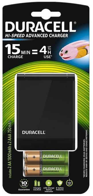 Carregador de Pilhas NI - MH (AA/AAA) HI - SPEED c/ 2 Pilhas Rec. AA 1300mAh + 2 AAA 750mAh - DURACELL