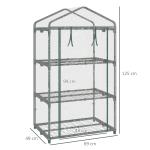 Estufa de Jardim com 3 Prateleiras Metálicas e Porta Enrolável Estufa de Varanda Exterior para Cultivo de Plantas Flores 69x49x125cm Transparente