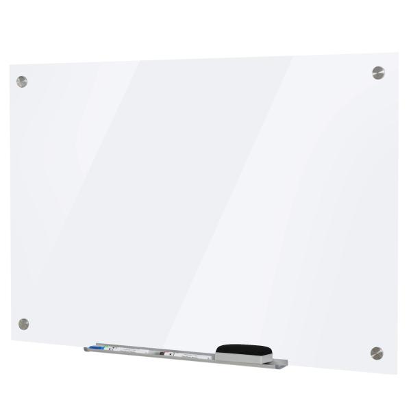 Placa de vidro com bandeja Inclui 4 marcadores e borracha 90x60x0,45 cm Branco