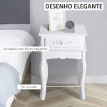 Mesa de Cabeceira com 1 Gaveta Mesa Auxiliar de Madeira para Dormitório Sala de Estar Estilo Moderno 40x35x60cm Branco