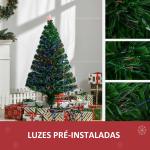Árvore de Natal Artificial 120 cm com Fibra Óptica e Suporte Metálico Decoração de Natal Ø60x120 cm Verde