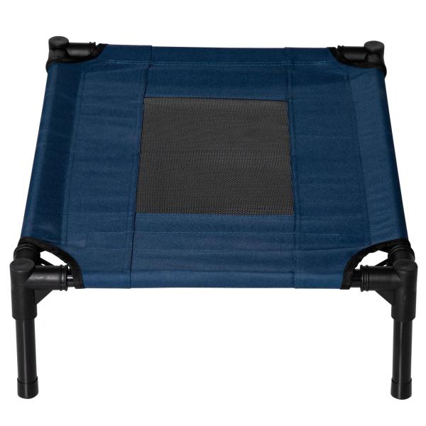 Cama para Animais de Estimação Cama Elevada para Cães Gatos Portátil Tecido Transpirável para Exterior Interior 64x46x18cm Azul