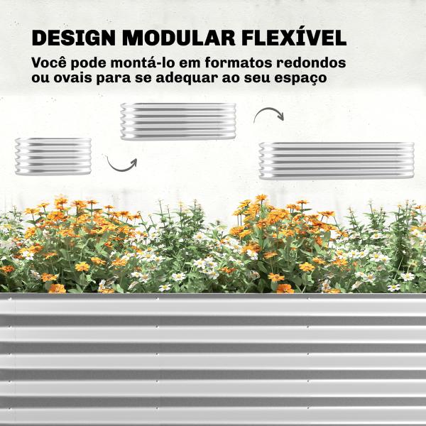 Caixa de Plantio Grande com Cobertura de Estufa e Rede Fundo Aberto para Jardim Terraço 200x60x103 cm Prateado