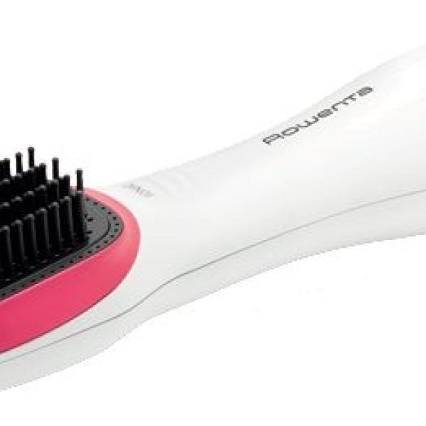 Alisador de Cabelo/Escova Vapor Seca/Alisa 900W (Branco/Rosa) - ROWENTA