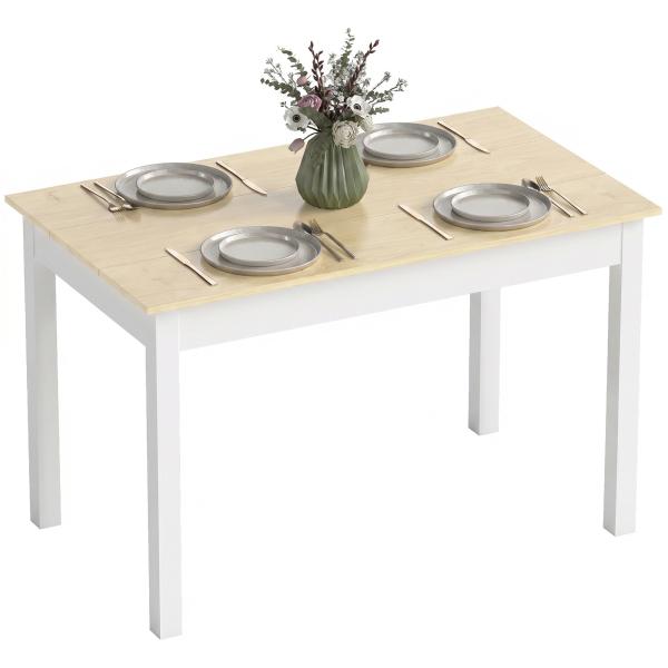 Mesa de Sala de Jantar de Madeira Retangular para 4 - 6 Pessoas Estilo Moderno 119x70x76 cm Carvalho e Branco