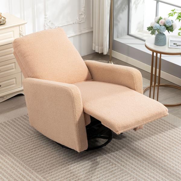 Poltrona Relax Reclinável Manual Poltrona Relax de Borreguito com Função de Baloiço 360° Reclinável até 135º 76x94x100 cm Marrom Claro