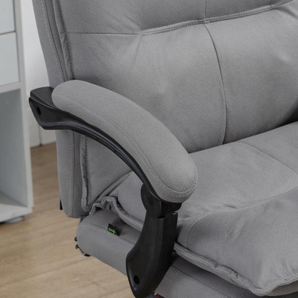 Cadeira de Escritório com 6 Pontos de Massagem e 5 Modos Reclinável com Função de Aquecimento 66x74x114 - 121,5 cm Cinza
