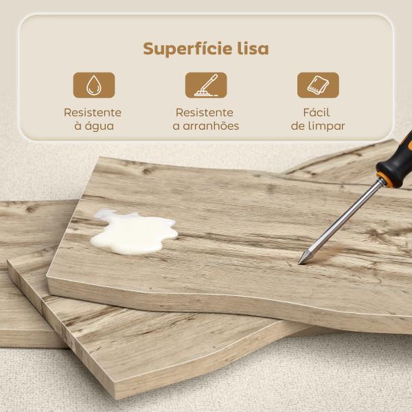 Mesa de Centro Moderna com Tampo Espesso de 4 cm, Pés de Aço, 100x50x45 cm, Carvalho