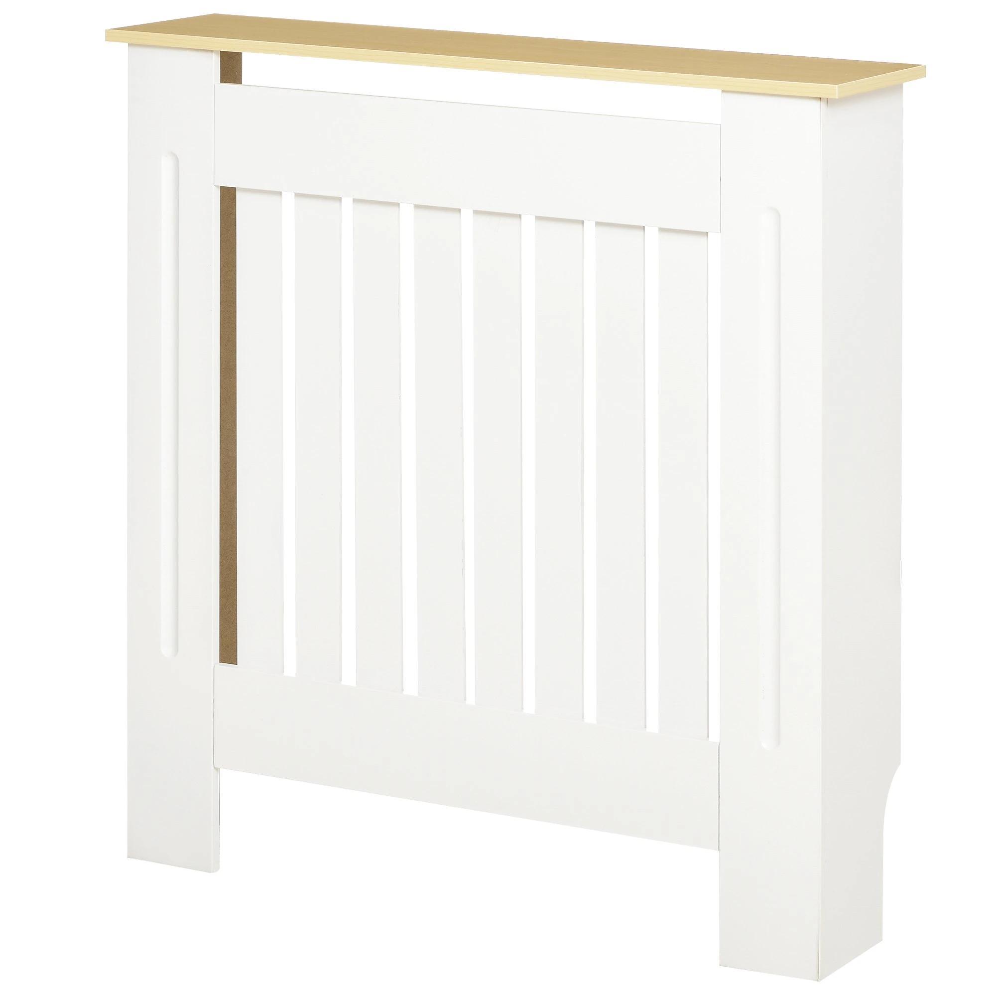 Cobertura Radiador 78x19x83cm Cobertura Radiador de MDF e Melamina de Madeira com Dispositivo Anti - Rolamento Desenho Moderno para Sala de Estar Dormitório Branco
