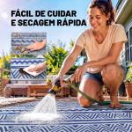 Tapete de Exterior 182x274 cm Tapete Reversível Estilo Moderno para Varanda Pátio Campismo Praia Azul Escuro e Branco