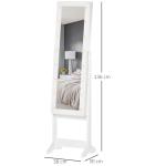Guarda - Joias de Pé, com Espelho, Armário para Joias 16 Luzes LED Reclinável 36x30x136cm Branco