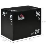Caixa Pliometria com Fecho de Correr Caixa de Salto com 3 Diferentes Alturas Carga Máxima 120 kg 75x51x61 cm Preto