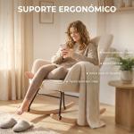 Poltrona Baloiço em Borrego com Oscilação de 40° Pés de Madeira de Faia e Estrutura de Aço 71x98x101 cm Bege