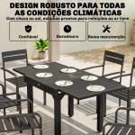 Mesa de Jantar Exterior Extensível 80 - 160 cm - Mesa de Jardim Retangular para 4 - 6 Pessoas, Terraço, Preto