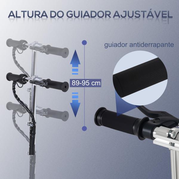 Trotinete Elétrica Dobrável para Crianças e Adolescentes acima de 7 Anos Velocidade de 10km/h Trotinete Elétrica com Guiador Ajustável e Freios Carga Máxima 50kg 78x37x89 - 95cm Rosa