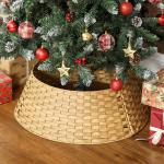 Saia para Árvore de Natal Rústica com Design Entrançado e Cobre - pé Ø68x22 cm Natural