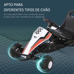 Go Kart a Pedais para Crianças acima de 3 Anos Carro de Pedais Infantil com Assento Ajustável e Freio de Mão 104x66x57cm Branco e Preto