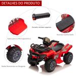 Quadriciclo Elétrico para Crianças Veículo Elétrico a Bateria 6V Infantil com Velocidade 2km/h 70x42x45 cm Vermelho