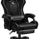 Cadeira Gaming 813 c/ Sistema Massagem, Coluna Bluetooth e Apoio p/ Pés (Preto)