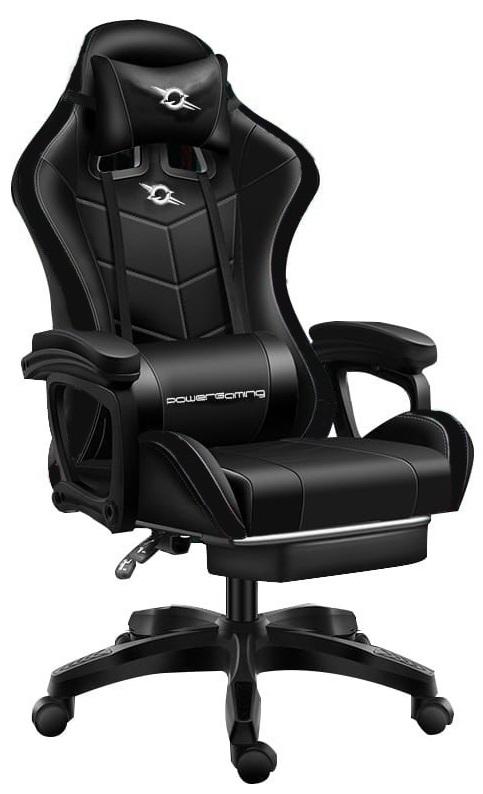 Cadeira Gaming 813 c/ Sistema Massagem, Coluna Bluetooth e Apoio p/ Pés (Preto)