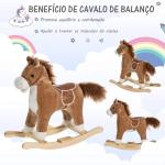Cavalo Baloiço para Crianças Cavalo Baloiço de Pelúcia Suave com Música Relinchos Sons de Galope Boca e Cauda Móveis 65x32,5x61 cm Marrom