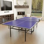 Mesa de Ping Pong Dobrável com 4 Rodas Rede 2 Raquetes e 3 Bolas para Interior e Exterior 274x152,5x75,5 cm Azul