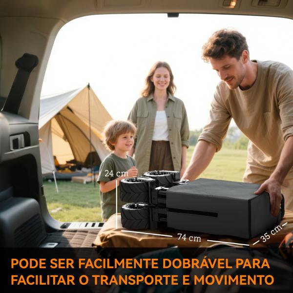 Carrinho de Transporte Dobrável com Rodas Giratórias 360° e Guiador Ajustável 59 - 89 cm para Campismo Praia 108x55x61 - 91 cm Cinza Escuro