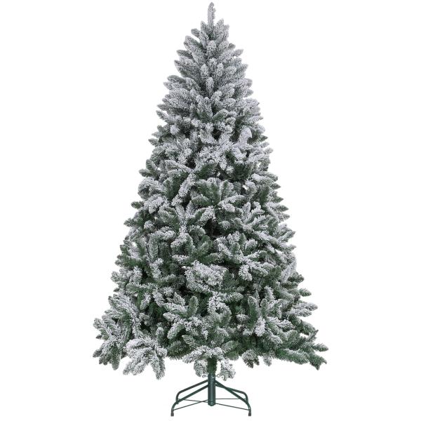 Árvore de Natal Artificial Nevado 210cm com 1021 Ramos e Suporte de Metal Árvore Natalina Nevado para Interior Verde