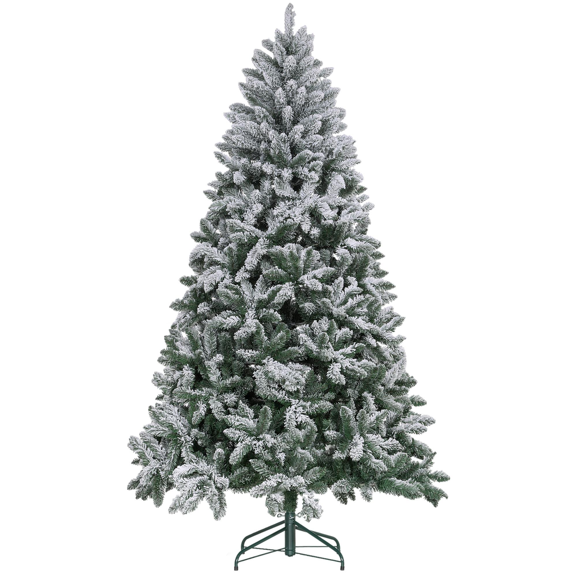 Árvore de Natal Artificial Nevado 210cm com 1021 Ramos e Suporte de Metal Árvore Natalina Nevado para Interior Verde