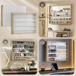 Vitrine de Parede de Madeira com Prateleiras Ajustáveis e 2 Portas Corredeiras de Vidro para Coleções Perfumes 80x9,5x60 cm Madeira e Branco