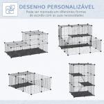 Recinto para Animais de Estimação de 3 Níveis com Rampas e Desenho Personalizável 70x70x105 cm Preto