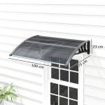 Marquise para Portas e Janelas 100x75x23 cm Marquise de Proteção contra Sol e Chuva com Cobertura de Policarbonato Preto
