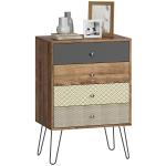 Cómoda 4 Gavetas Cómoda para Quarto com Pés em Forma de V de Aço Estilo Boémio 60x39x86 cm Multicor