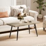 Mesa de Centro Moderna com Tampo Espesso de 4 cm, Pés de Aço, 100x50x45 cm, Carvalho