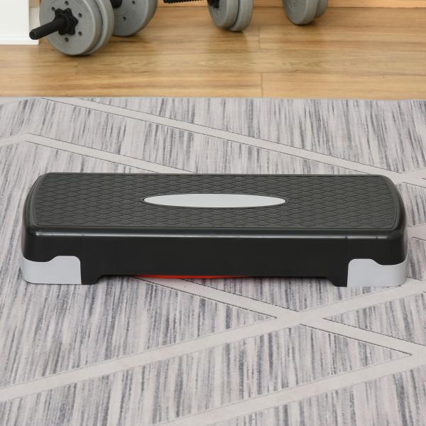 Step para Exercício Aeróbico Plataforma Step com Altura Ajustável em 2 Níveis com Carga Máxima 150kg para Exercício em Academia Casa 68x29x10 - 15cm Preto e Vermelho