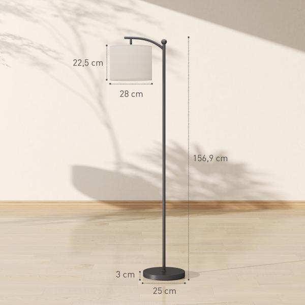 Candeeiro de Pé LED 11 Níveis, Controlo Remoto, Temporizador 60 min, 54,3x30,6x159,6 cm Preto e Creme