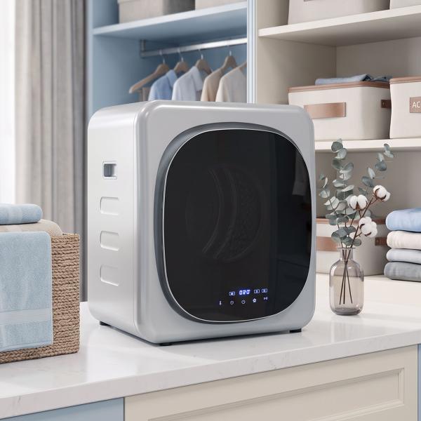Máquina de Secar Roupa de Exaustão 4 kg 800 W com Ecrã Tátil, Controlo de Tempo e Temperatura, Função Anti - rugas, Prata