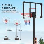 Tabela de Basquetebol com Altura Ajustável 178 - 208 cm Rodas Base Recarregável para Exterior 75x56x210 - 240 cm Vermelho e Preto