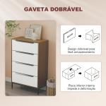 Cómoda com 4 Gavetas de Tecido Frentes com Padrão de Diamante Móvel de Arrumação 59,5,5x30x92,5 cm Madeira e Branco
