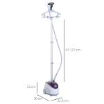 Ferro de Engomar a Vapor com Depósito de 1,8L e Temperatura Ajustável em 11 Níveis 21,5x30x150 cm Branco e Roxo