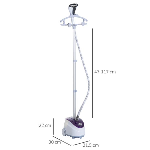 Ferro de Engomar a Vapor com Depósito de 1,8L e Temperatura Ajustável em 11 Níveis 21,5x30x150 cm Branco e Roxo