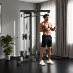 Máquina Multi Estação Musculação para Treino de Ombros Braços Carga 120 kg para Fitness Ginásio em Casa 170x139x200 cm Preto